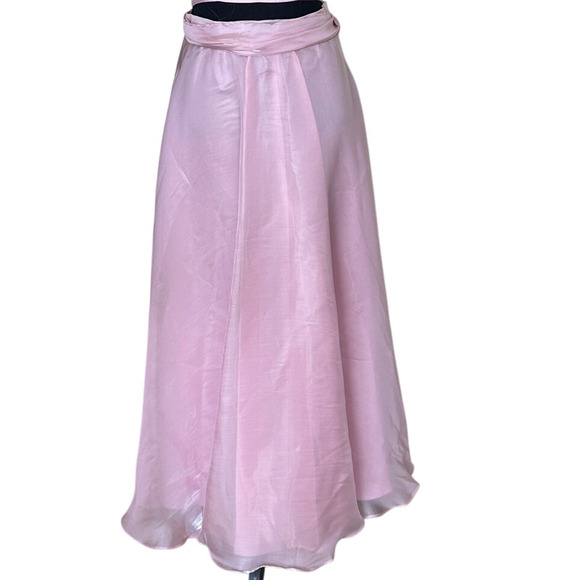 Iridescent Pink Full Maxi Ball Gown Skirt SIZE 10 Formal Full Satin Vintage USA - Picture 2 of 6